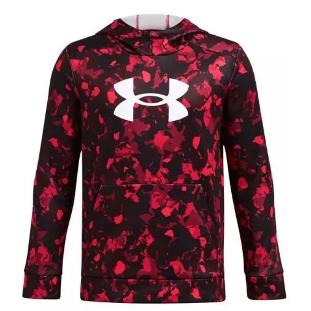 Under Armour Youth Boys YL Fleece Pullover Hoodie Sweatshirt Red Camo NWT